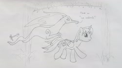 Size: 4032x2268 | Tagged: safe, artist:parclytaxel, imported from derpibooru, oc, oc only, oc:parcly taxel, oc:spindle, alicorn, pony, windigo, ain't never had friends like us, albumin flask, parcly taxel in japan, alicorn oc, americamura, female, floating, force field, horn, ice, japan, lineart, mare, monochrome, osaka, pencil drawing, rain, running, story included, traditional art, windigo oc