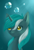 Size: 805x1199 | Tagged: safe, artist:lightning-stars, artist:ls_skylight, imported from derpibooru, lyra heartstrings, pony, unicorn, bubble, crepuscular rays, female, horn, smiling, solo, underwater, water, yellow eyes