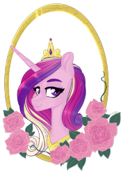 Size: 1211x1707 | Tagged: safe, artist:whalepornoz, imported from derpibooru, princess cadance, alicorn, pony, bust, female, flower, jewelry, portrait, rose, simple background, solo, tiara, transparent background