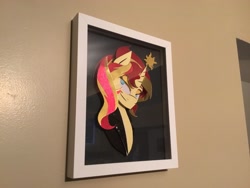 Size: 3264x2448 | Tagged: safe, artist:samoht-lion, imported from derpibooru, sunset shimmer, pony, unicorn, bust, craft, female, irl, mare, papercraft, photo, solo, traditional art