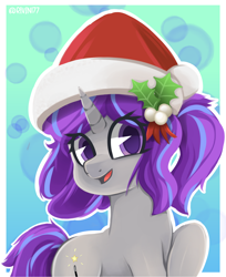 Size: 2200x2700 | Tagged: safe, artist:rivin177, imported from derpibooru, oc, oc only, oc:krya, pony, unicorn, christmas, female, holiday, holly, solo