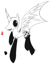 Size: 888x1150 | Tagged: safe, artist:didun850, imported from derpibooru, oc, oc only, oc:arial black, alicorn, bat pony, bat pony alicorn, pony, bat pony oc, black sclera, horn, open mouth, simple background, solo, transparent background
