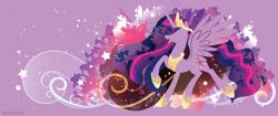 Size: 3440x1440 | Tagged: safe, artist:spacekitty, deleted from derpibooru, imported from derpibooru, twilight sparkle, alicorn, the last problem, book, older, older twilight, open mouth, princess twilight 2.0, silhouette, twilight sparkle (alicorn), wallpaper