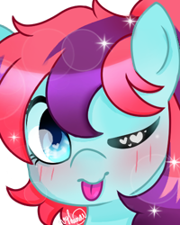 Size: 400x500 | Tagged: safe, artist:helithusvy, artist:thanhvy15599, imported from derpibooru, oc, oc only, oc:taffy swirl, pony, :p, blue eyes, cute, female, head shot, heart eyes, mare, simple background, tongue out, transparent background, wingding eyes