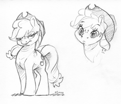 Size: 1912x1646 | Tagged: safe, artist:dilarus, deleted from derpibooru, imported from derpibooru, applejack, earth pony, pony, applejack's hat, cowboy hat, female, freckles, hat, mare, monochrome, simple background, solo, traditional art, white background