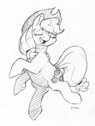 Size: 1583x2095 | Tagged: safe, artist:dilarus, deleted from derpibooru, imported from derpibooru, applejack, earth pony, pony, applejack's hat, cowboy hat, female, freckles, hat, mare, monochrome, simple background, solo, traditional art, white background