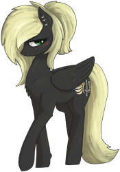 Size: 996x1423 | Tagged: safe, artist:t72b, derpibooru exclusive, imported from derpibooru, oc, oc only, oc:veen sundown, pegasus, pony, 2020 community collab, derpibooru community collaboration, blushing, ear piercing, earring, jewelry, lidded eyes, pegasus oc, piercing, ponytail, simple background, solo, sundown clan, transparent background, walking