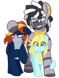 Size: 1536x2048 | Tagged: safe, artist:lefthighkick, imported from derpibooru, oc, oc:ezekiel, oc:lefthighkick, oc:lyrical touch, pegasus, pony, zebra, 2020 community collab, derpibooru community collaboration, armpits, cuckolding, gold, lyrikick, male, simple background, transparent background, zebra oc, zebradom