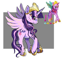 Size: 1741x1624 | Tagged: safe, artist:peachesandcreamated, imported from derpibooru, twilight sparkle, alicorn, pony, abstract background, crown, female, hoof shoes, irl, jewelry, mare, photo, regalia, smiling, toy, toy interpretation, twilight sparkle (alicorn)
