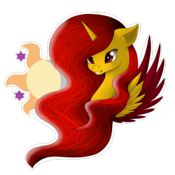 Size: 2200x2200 | Tagged: safe, artist:dreamyartcosplay, imported from derpibooru, oc, oc only, alicorn, pony, alicorn oc, bust, cutie mark background, grin, horn, simple background, smiling, solo, transparent background