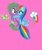 Size: 144x171 | Tagged: artist needed, source needed, safe, imported from derpibooru, rainbow dash, spike, pegasus, female, kissing, male, rainbowspike, shipping, straight