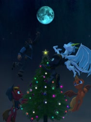 Size: 2160x2880 | Tagged: safe, artist:ludwigspectre, imported from derpibooru, ray, oc, oc:essy ferguson, oc:micset, dragon, 3d, christmas, holiday, moon, sniper, source filmmaker, team fortress 2
