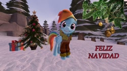 Size: 1024x576 | Tagged: safe, artist:juanjobelic, imported from derpibooru, rainbow dash, pegasus, pony, 3d, christmas, holiday