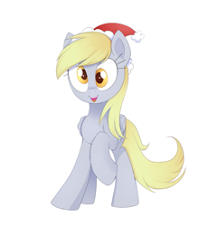 Size: 1663x1735 | Tagged: safe, artist:confetticakez, imported from derpibooru, derpy hooves, pegasus, pony, christmas, cute, derpabetes, female, hat, holiday, mare, santa hat, simple background, solo, wall eyed, white background