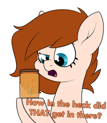 Size: 1567x1788 | Tagged: safe, artist:moonatik, imported from derpibooru, rainbow dash, oc, oc:honey comb, pony, dialogue, female, food, gift art, honey, implied cum jar, jar, lewd container meme, mare, simple background, solo, transparent background