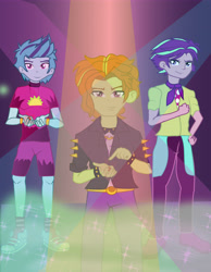 Size: 5670x7320 | Tagged: safe, artist:urhangrzerg, imported from derpibooru, adagio dazzle, aria blaze, sonata dusk, equestria girls, equestria girls series, find the magic, spoiler:eqg series (season 2), allegro amoroso, equestria guys, male, ouvertis grandioso, rule 63, scherzo lesto, spiked wristband, the blindings, wristband