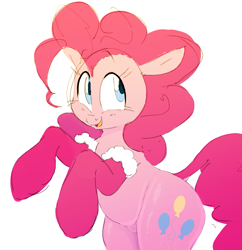 Size: 1093x1129 | Tagged: safe, artist:hattsy, imported from derpibooru, pinkie pie, earth pony, pony, christmas, clothes, colored pupils, cute, diapinkes, dock, female, holiday, mare, open mouth, rearing, simple background, smiling, socks, solo, white background, wide hips