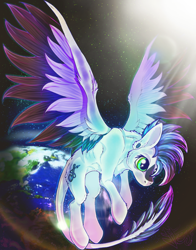 Size: 1154x1474 | Tagged: safe, artist:striker, imported from derpibooru, oc, pegasus, pony, earth, lighting, space, stars