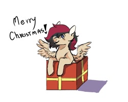 Size: 1000x800 | Tagged: artist needed, safe, imported from derpibooru, oc, oc only, oc:porsche speedwings, pegasus, pony, blue eyes, box, christmas, colored sketch, gift box, heart, holiday, looking up, male, merry christmas, message, open mouth, pegasus oc, pony in a box, present, shadow, simple background, smiling, solo, spread wings, stallion, tan coat, text, white background, wings, ych result