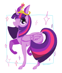 Size: 792x933 | Tagged: safe, artist:roverraven, imported from derpibooru, twilight sparkle, alicorn, pony, abstract background, big crown thingy, cute, element of magic, female, jewelry, mare, pixiv, realistic horse legs, regalia, solo, twiabetes, twilight sparkle (alicorn)