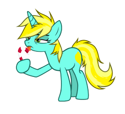Size: 2200x2000 | Tagged: safe, artist:alfury, imported from derpibooru, oc, oc only, oc:lemondime, pony, unicorn, candy, candy cane, food, full body, png, simple background, solo, sugar cane, tastes like christmas, tongue out, transparent background, yellow mane