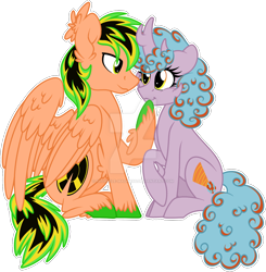 Size: 1280x1307 | Tagged: safe, artist:missbramblemele, artist:missmele-madness, imported from derpibooru, oc, oc only, hybrid, kirin, pegasus, pony, deviantart watermark, female, male, obtrusive watermark, simple background, stallion, transparent background, watermark