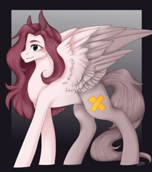 Size: 3508x3963 | Tagged: safe, artist:themstap, imported from derpibooru, oc, oc only, oc:julsia, pegasus, pony, cute, female, majestic, mare, solo, spread wings, tape, whisker markings, wings