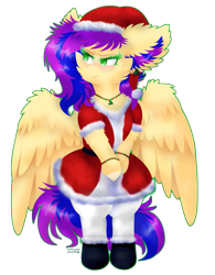 Size: 789x1013 | Tagged: safe, artist:vanillaswirl6, imported from derpibooru, oc, oc only, oc:speedy blossom, pegasus, pony, bipedal, blushing, bracelet, cheek fluff, chest fluff, ear fluff, fluffy, jewelry, secret santa, simple background, solo, transparent background