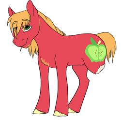 Size: 1000x1000 | Tagged: safe, artist:phobicalbino, imported from derpibooru, big macintosh, earth pony, pony, amputee, chest fluff, male, missing limb, simple background, stallion, straw in mouth, stump, white background