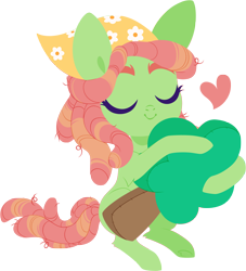 Size: 4000x4415 | Tagged: safe, artist:belka-sempai, imported from derpibooru, tree hugger, earth pony, pony, absurd resolution, cute, eyes closed, female, heart, holding, hug, huggerbetes, mare, plushie, simple background, smiling, solo, transparent background, tree