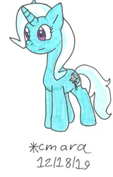 Size: 645x1010 | Tagged: safe, artist:cmara, imported from derpibooru, trixie, pony, unicorn, female, long neck, mare, smiling, solo