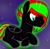 Size: 1600x1579 | Tagged: artist needed, safe, artist:dj-ballistic5-alt, imported from derpibooru, oc, oc:dj "dj" balli5tic5, pony, donut steel, gradient background, purple background, red and black and green oc, red and black oc, simple background, solo