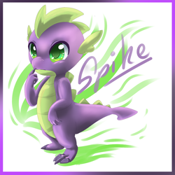 Size: 1000x1000 | Tagged: safe, artist:hylianguardians, imported from derpibooru, spike, dragon, abstract background, colored pupils, cute, male, solo, spikabetes