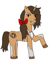 Size: 1000x1250 | Tagged: safe, imported from derpibooru, oc, oc only, pony, unicorn, baker, bow, coat markings, pinto, ribbon, simple background, solo, transparent background, vitiligo