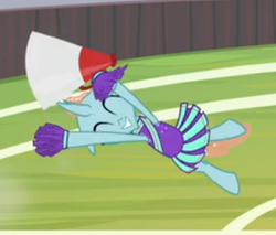 Size: 335x285 | Tagged: safe, imported from derpibooru, screencap, ocellus, 2 4 6 greaaat, cartwheel, cheerleader, cheerleader ocellus, cropped, cute, diaocelles, excited, eyes closed, female, megaphone, smiling, solo