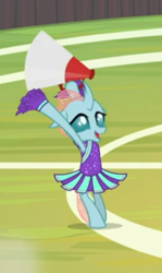 Size: 254x426 | Tagged: safe, imported from derpibooru, screencap, ocellus, 2 4 6 greaaat, cheerleader ocellus, cheerleader outfit, clothes, cropped, cute, diaocelles, female, megaphone, open mouth, solo