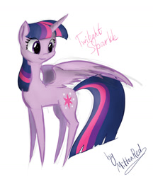 Size: 1280x1480 | Tagged: safe, artist:mittenred, imported from derpibooru, twilight sparkle, alicorn, pony, cute, female, mare, pointy legs, simple background, solo, spread wings, twiabetes, twilight sparkle (alicorn), white background, wings