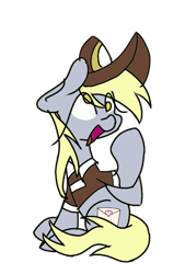 Size: 812x1200 | Tagged: safe, artist:treble clefé, derpibooru exclusive, imported from derpibooru, oc, oc only, oc:derpy whooves, pegasus, pony, 2020 community collab, derpibooru community collaboration, derp, female, mailmare, pegasus oc, simple background, solo, transparent background