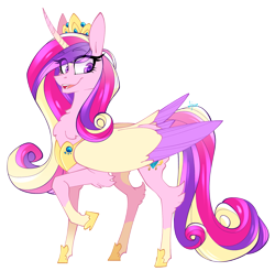 Size: 1913x1886 | Tagged: safe, artist:ajue, imported from derpibooru, princess cadance, alicorn, pony, colored wings, female, mare, simple background, smiling, socks (coat marking), socks (coat markings), solo, tail feathers, transparent background, wings