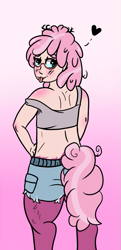 Size: 483x1000 | Tagged: safe, artist:lazerblues, imported from derpibooru, oc, oc only, oc:abacus, satyr, heart, messy hair, offspring, parent:cheerilee, solo