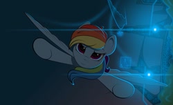 Size: 1147x696 | Tagged: safe, artist:kody-arts, imported from derpibooru, rainbow dash, pony, city, cityscape, flying, light, looking at you