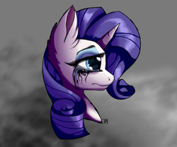 Size: 6000x5000 | Tagged: safe, artist:lux-arume, artist:luxsimx, imported from derpibooru, rarity, pony, unicorn, bust, crying, female, makeup, portrait, running makeup, sad, solo