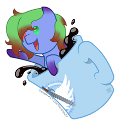 Size: 1280x1324 | Tagged: safe, artist:ravenpuff, imported from derpibooru, oc, oc:elemental, pony, chibi, coffee mug, heterochromia, male, mug, simple background, solo, stallion, transparent background