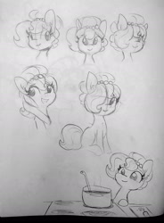 Size: 1373x1868 | Tagged: safe, artist:tjpones, imported from derpibooru, oc, oc only, oc:brownie bun, earth pony, pony, cooking, female, imminent doom, mare, monochrome, pearl, simple background, solo, stove, traditional art, white background