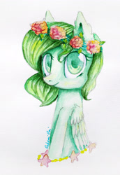 Size: 2385x3467 | Tagged: safe, artist:0okami-0ni, imported from derpibooru, oc, oc only, pony, solo, traditional art, wreath