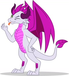 Size: 1336x1461 | Tagged: safe, artist:aeryn the dragon, imported from derpibooru, oc, oc only, oc:aeryn, dragon, cute, forked tongue, male, ocbetes, one eye closed, simple background, solo, tongue out, white background, wings, wink