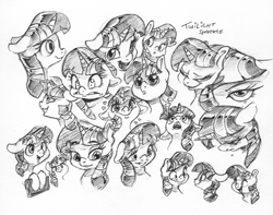 Size: 2422x1909 | Tagged: safe, artist:dilarus, deleted from derpibooru, imported from derpibooru, twilight sparkle, pony, unicorn, book, crying, expressions, female, floppy ears, happy, heart, mare, monochrome, simple background, traditional art, white background