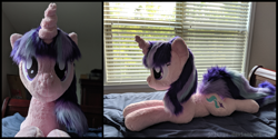 Size: 3000x1500 | Tagged: safe, artist:joltage, imported from derpibooru, starlight glimmer, pony, unicorn, bed, irl, photo, plushie, solo