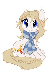 Size: 2912x3992 | Tagged: safe, artist:mjangelvortex, derpibooru exclusive, imported from derpibooru, oc, oc only, oc:solveig, earth pony, pony, 2020 community collab, derpibooru community collaboration, accessory, braid, braided tail, clothes, digital art, female, gift art, happy, mane, mare, scarf, simple background, sitting, smiling, solo, tail, transparent background