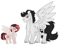 Size: 4032x3166 | Tagged: safe, artist:crazysketch101, imported from derpibooru, oc, oc only, oc:axel, oc:rosie, pegasus, pony, blushing, chest fluff, duo, heart eyes, simple background, transparent background, unshorn fetlocks, wingding eyes